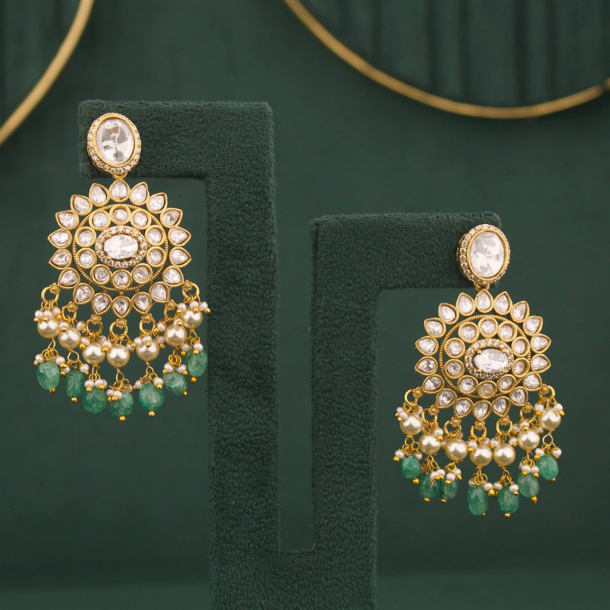 Victorian Polki Choker Set With Matching Earrings