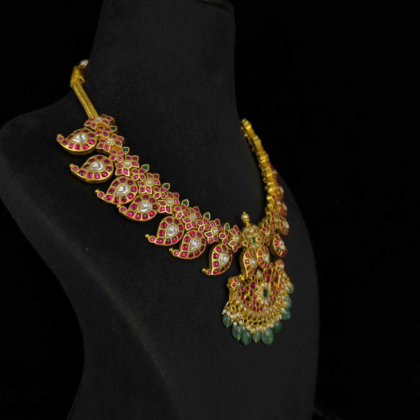 Opulent *Short* Mango Jadau Kundan Necklace with Floral Motifs