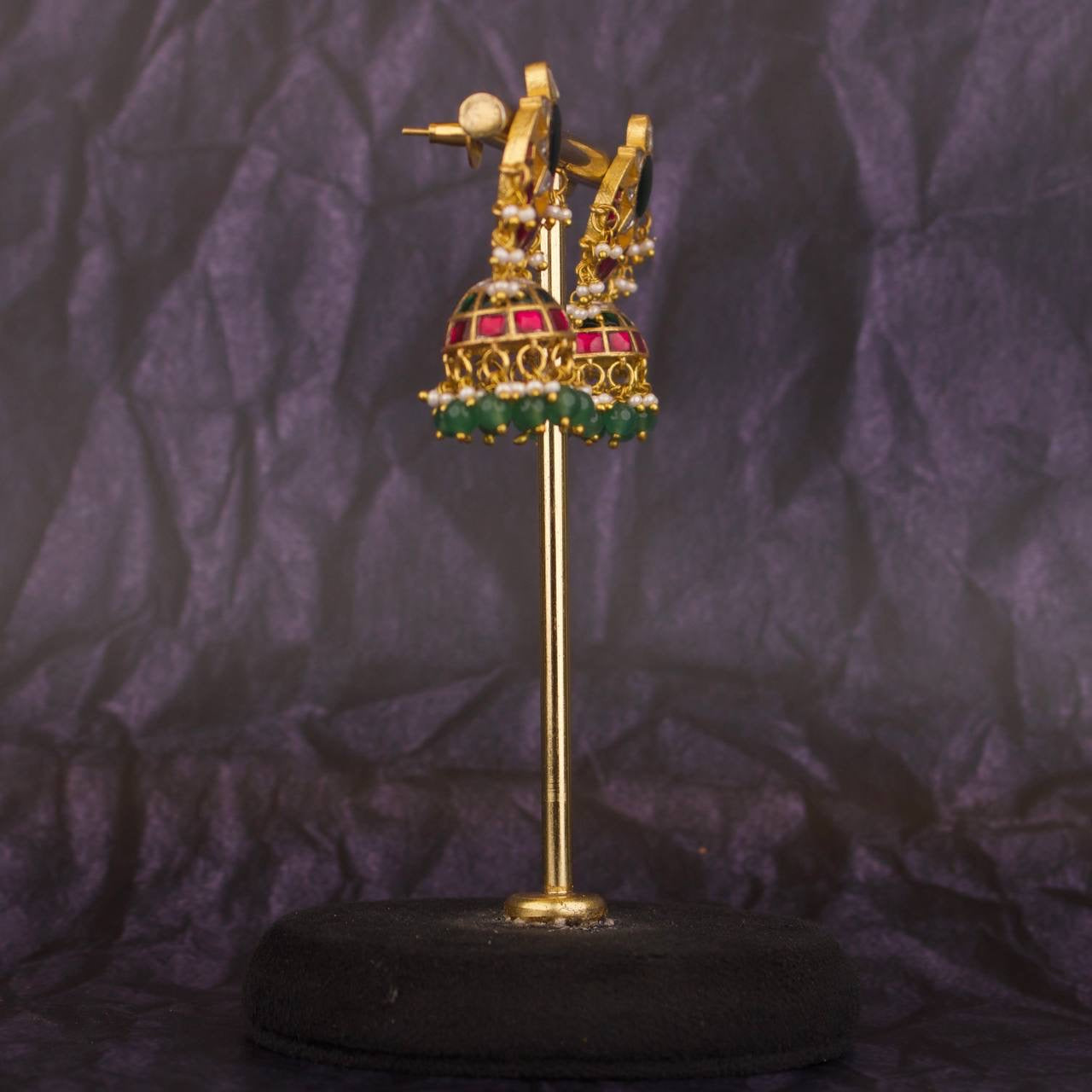 Chand Studded Jadau Kundan Jhumki Earrings