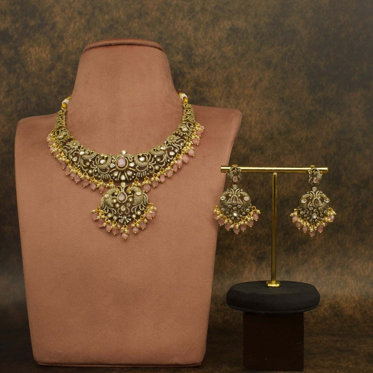 Victorian Polki Radiance Short Necklace Set with High quality Victorian finish