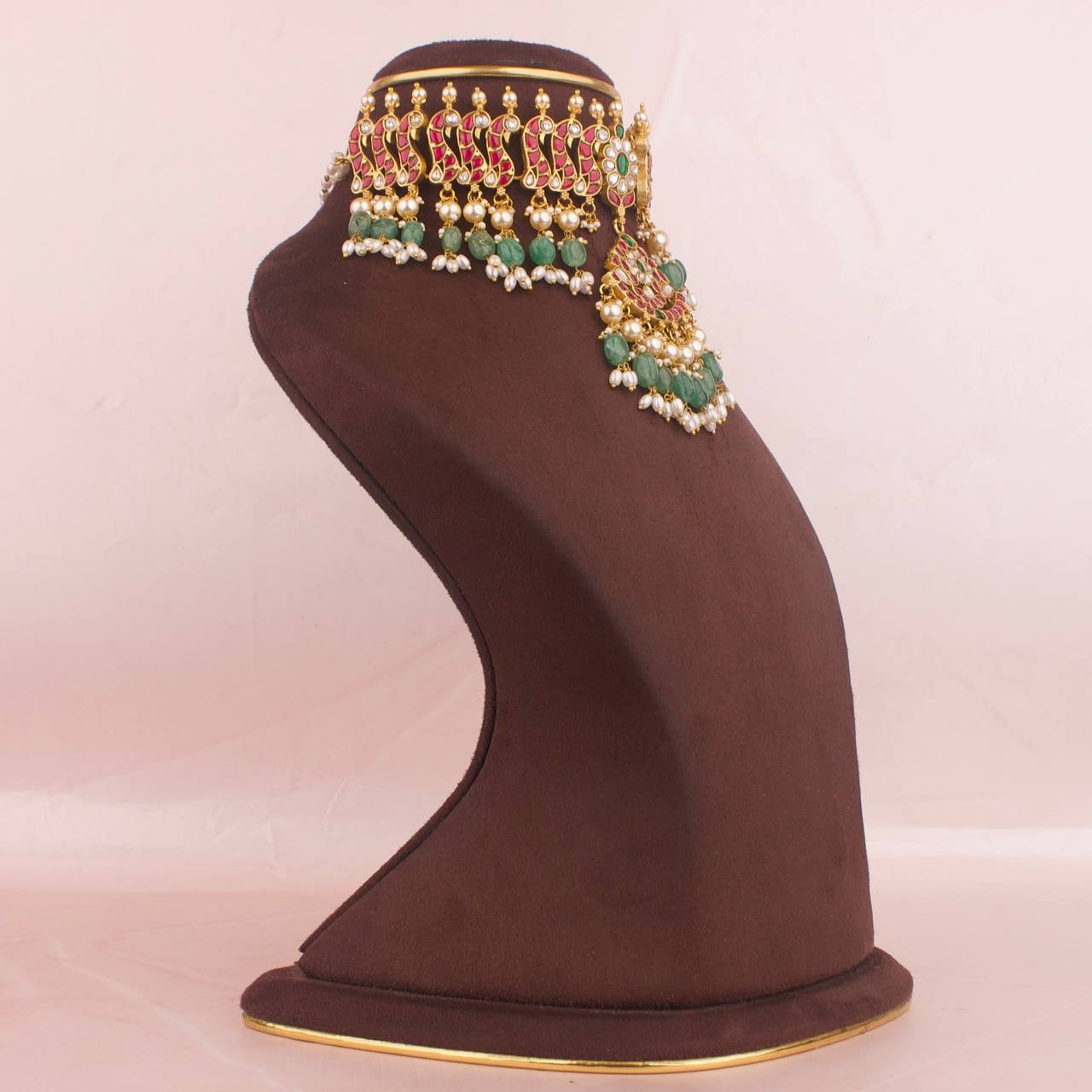 Bridal Jadau Kundan Peacock Design Choker With Locket