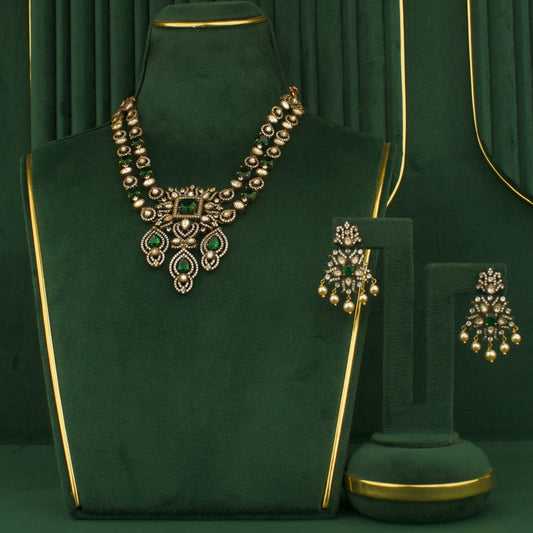 Radiant Design Fusion Kundan & Polki Victorian Short Necklace Set