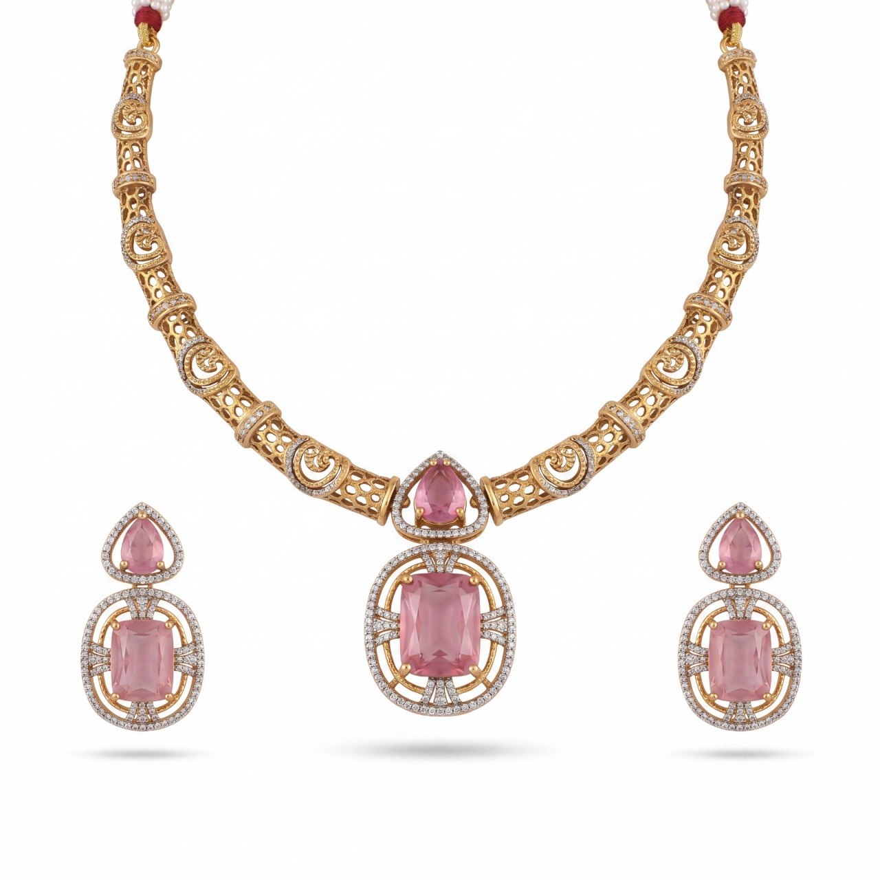 Delicate Victorian Kanti Style Necklace Set