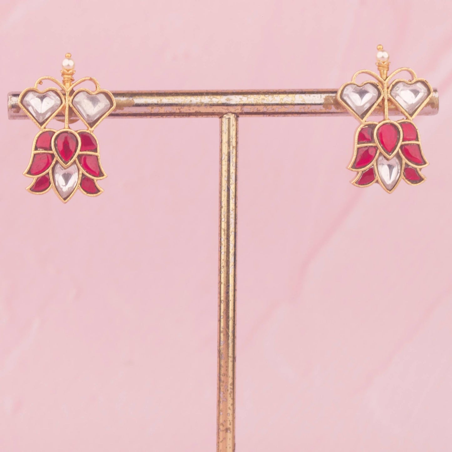 Lotus Design Jadau Kundan Necklace With Earrings