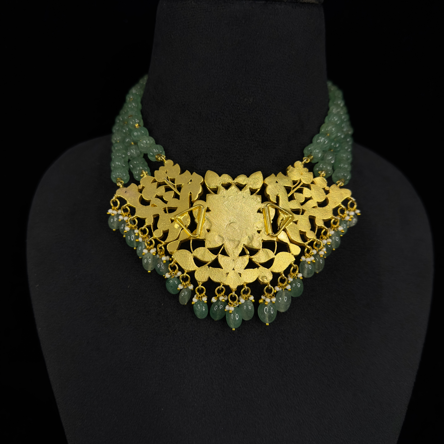 Gold Plated Jadau Kundan Beads Choker Necklace
