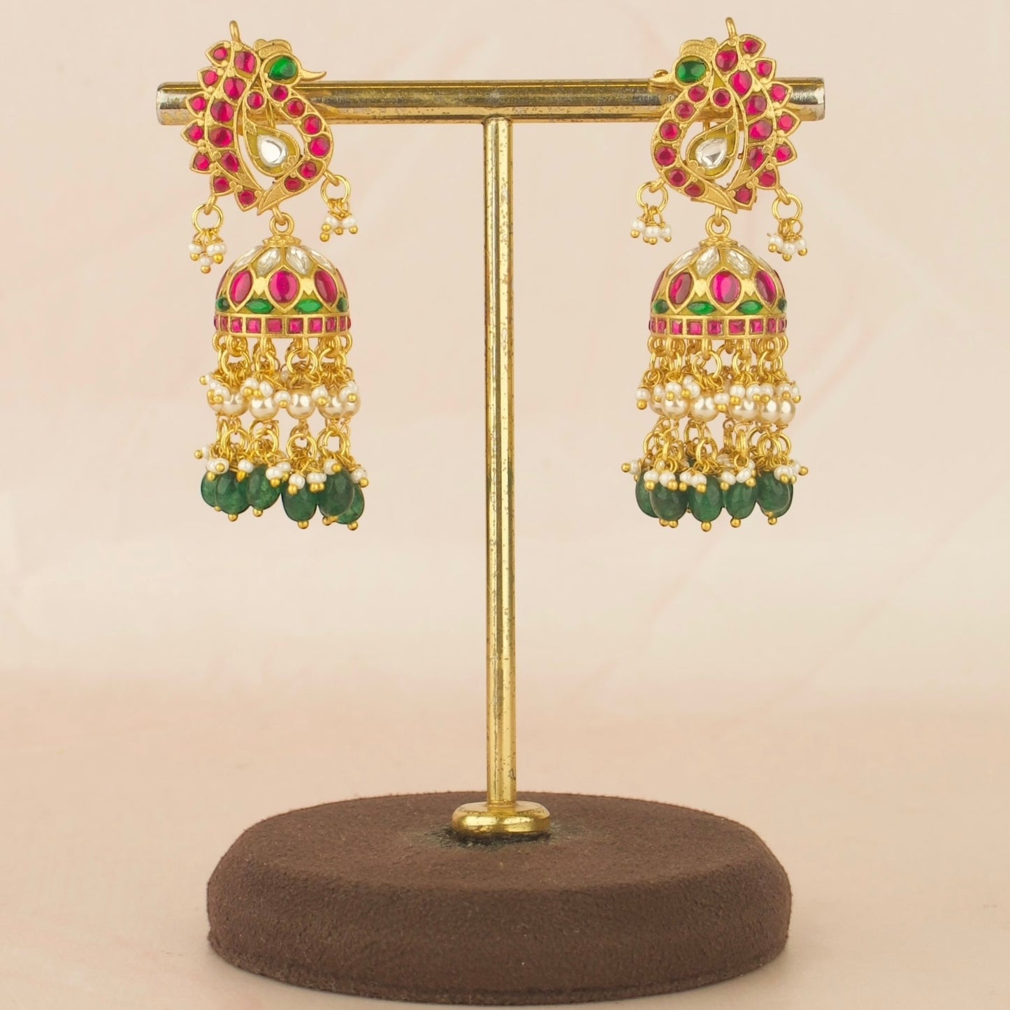Graceful Jadau Kundan Peacock Studded Jhumki Earring