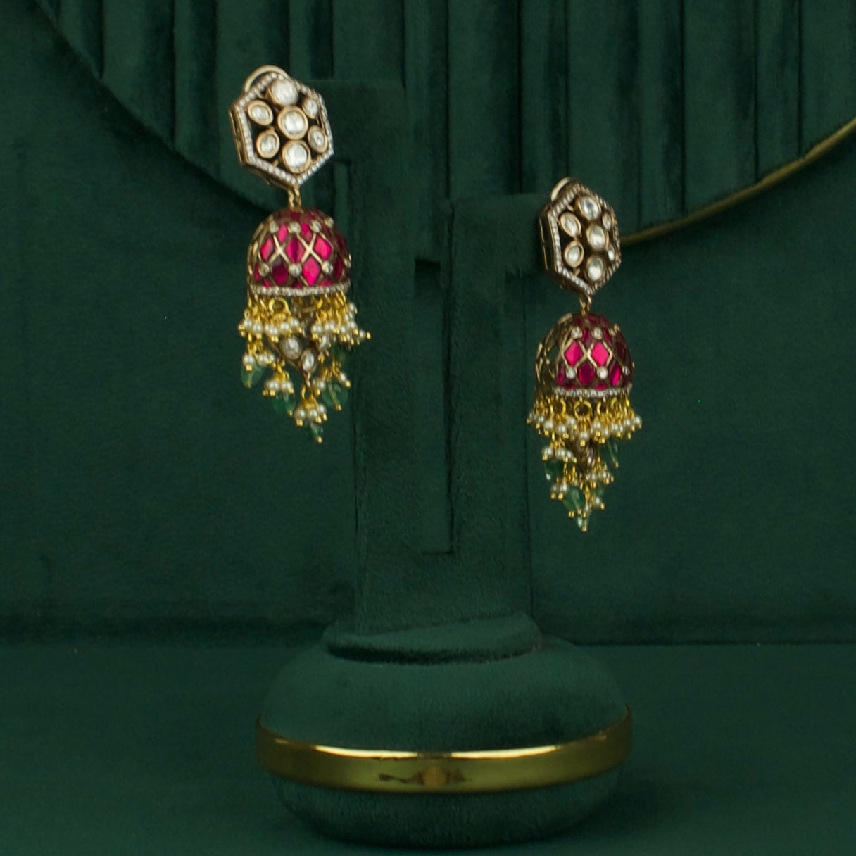 Trending Polki Studded Kundan Jhumki Earrings