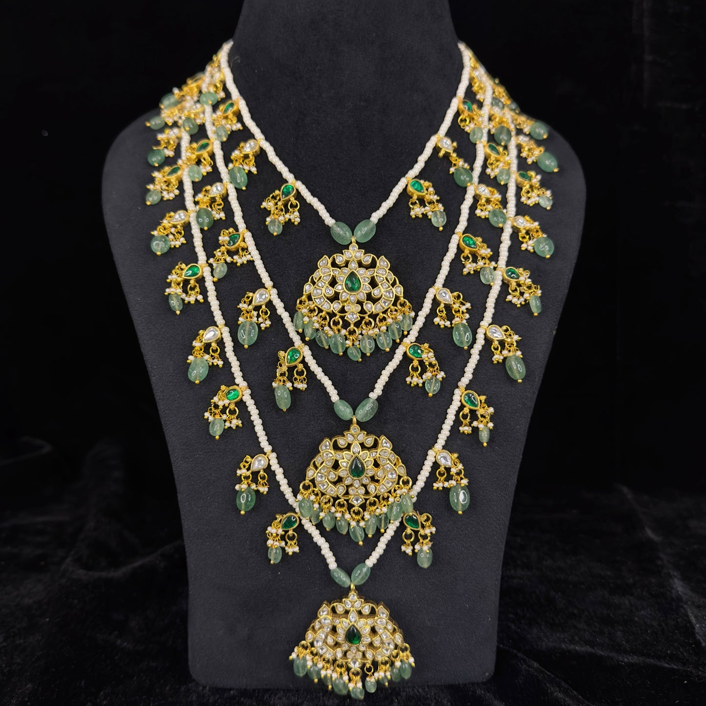 Traditional three-layer Pearl Necklace