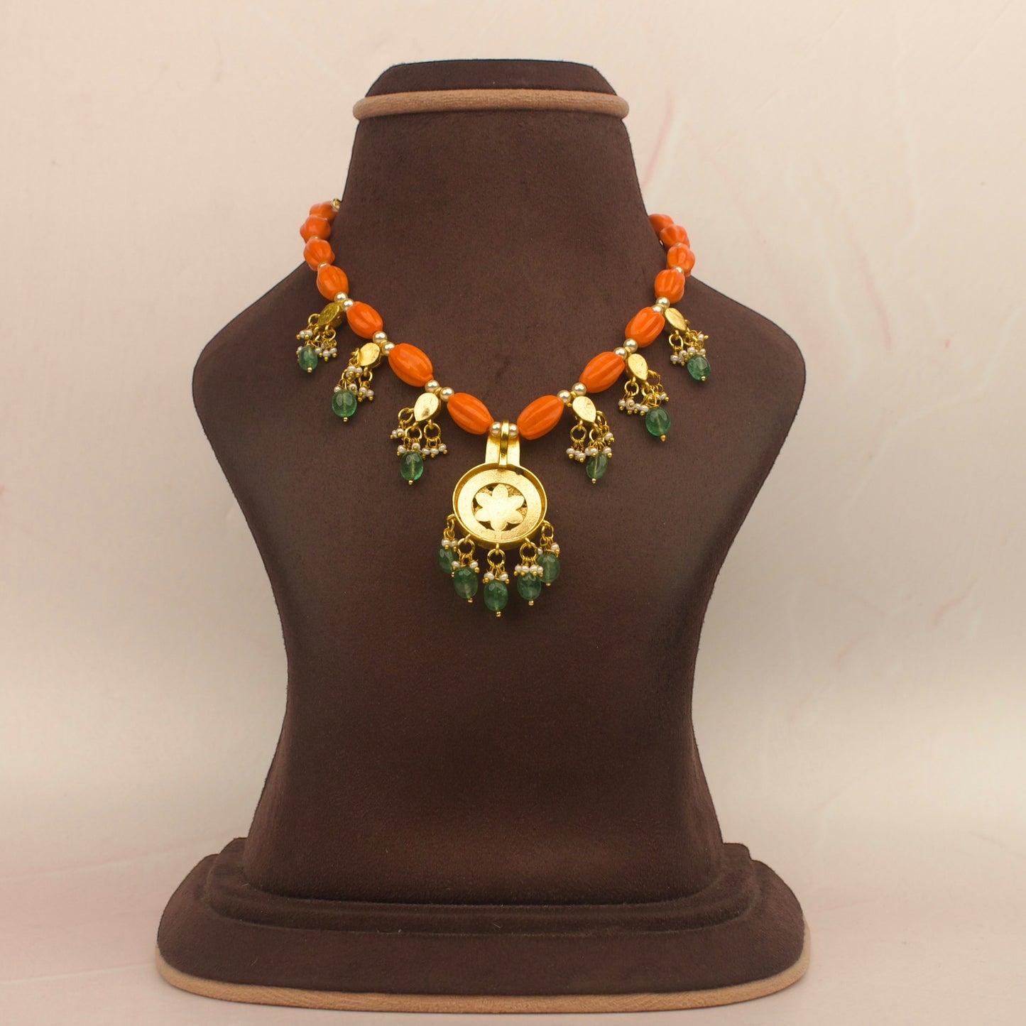 Elegant Jadau Kundan Coral Necklace