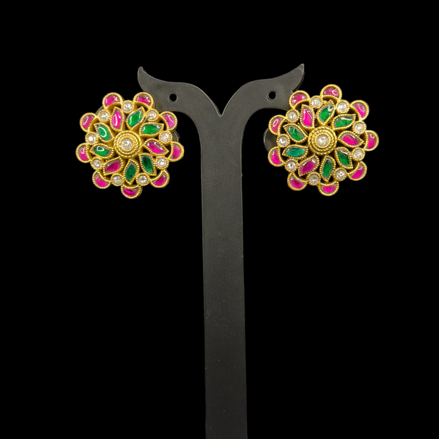 Beautiful Flower design Jadau Kundan Stud Earrings