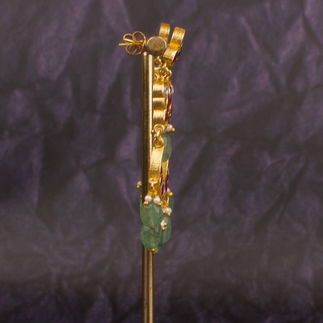 Unique Jadau Kundan Chandbali Hanging Earrings