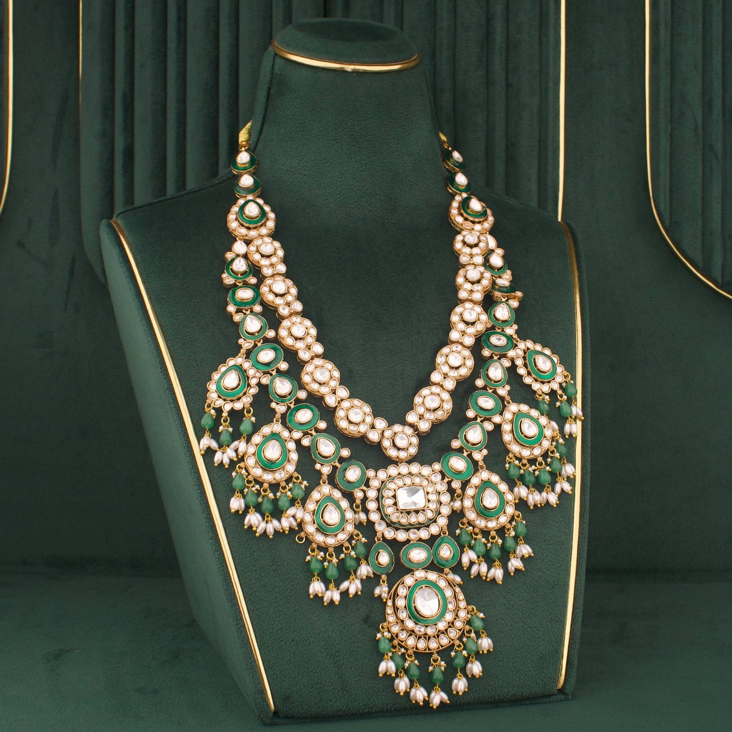 Bridal Victorian Emerald Necklace With Matching Earrings