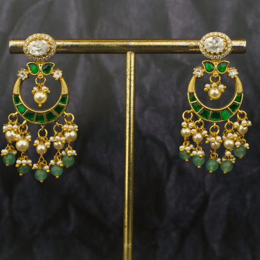 Elite Polki Studded Jadau Kundan Chandbali Hanging Earrings