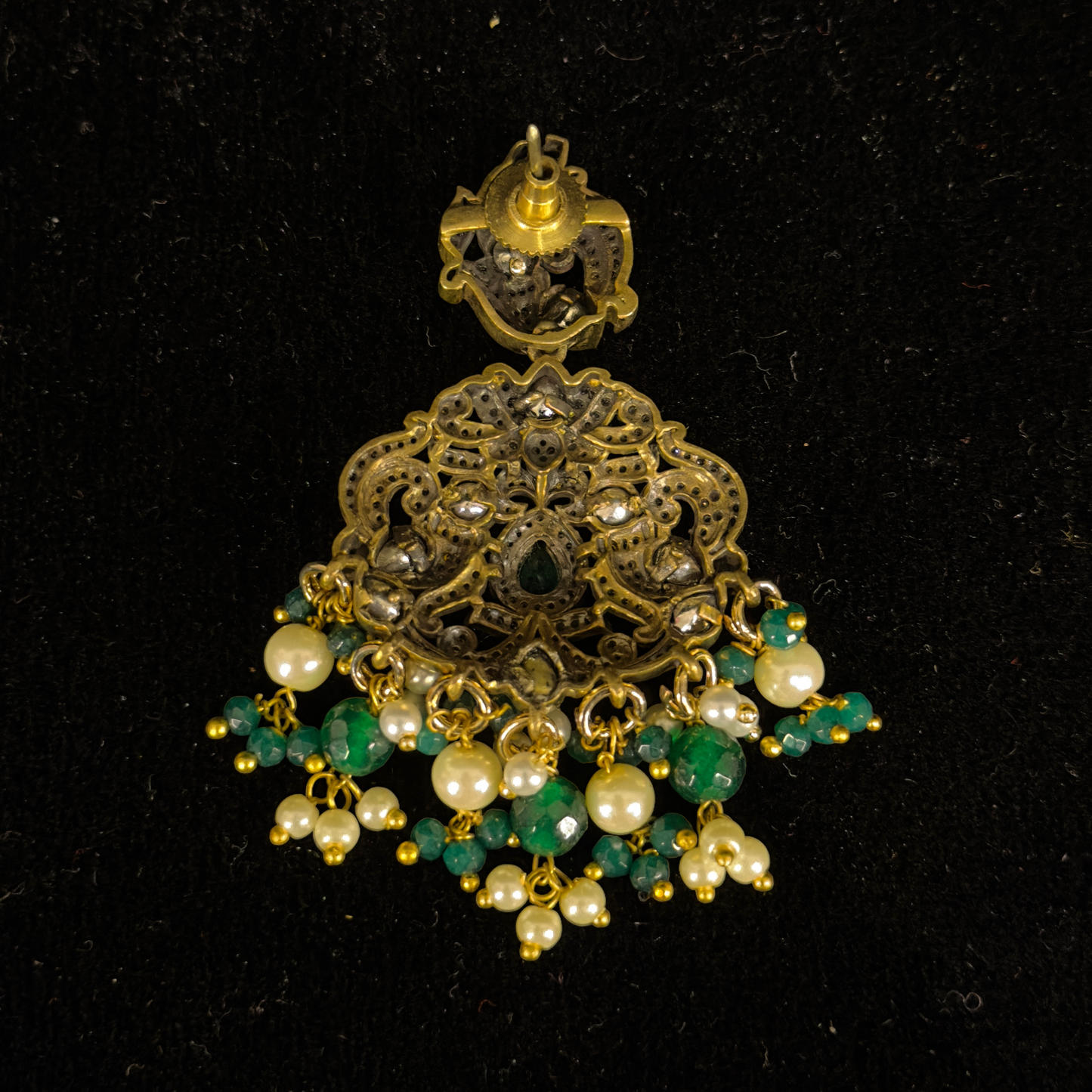 Victorian Kundan Polki Chandbali Earrings with rice pearls