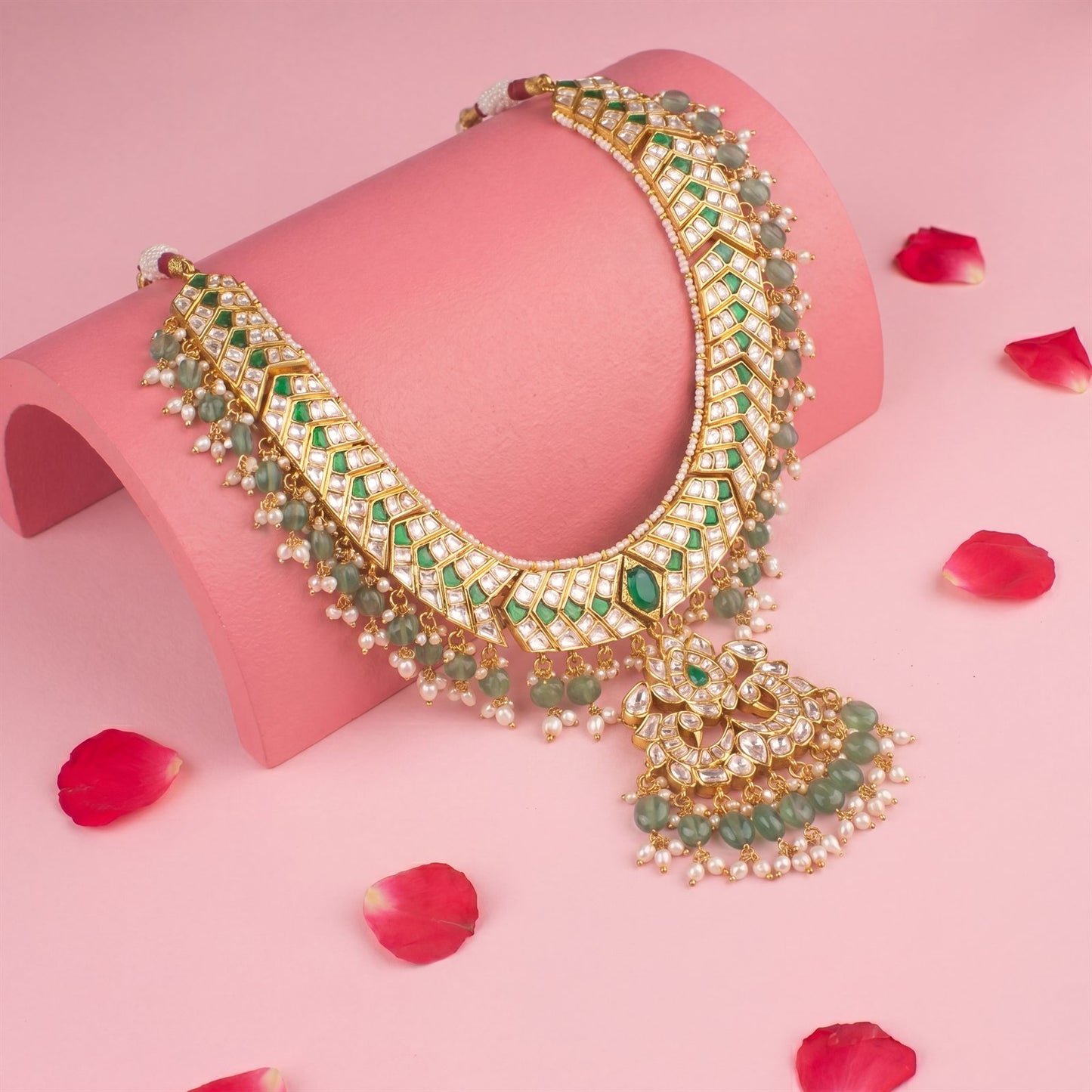22K Gold Plated Moissanite Polki Necklace