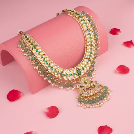22K Gold Plated Moissanite Polki Necklace