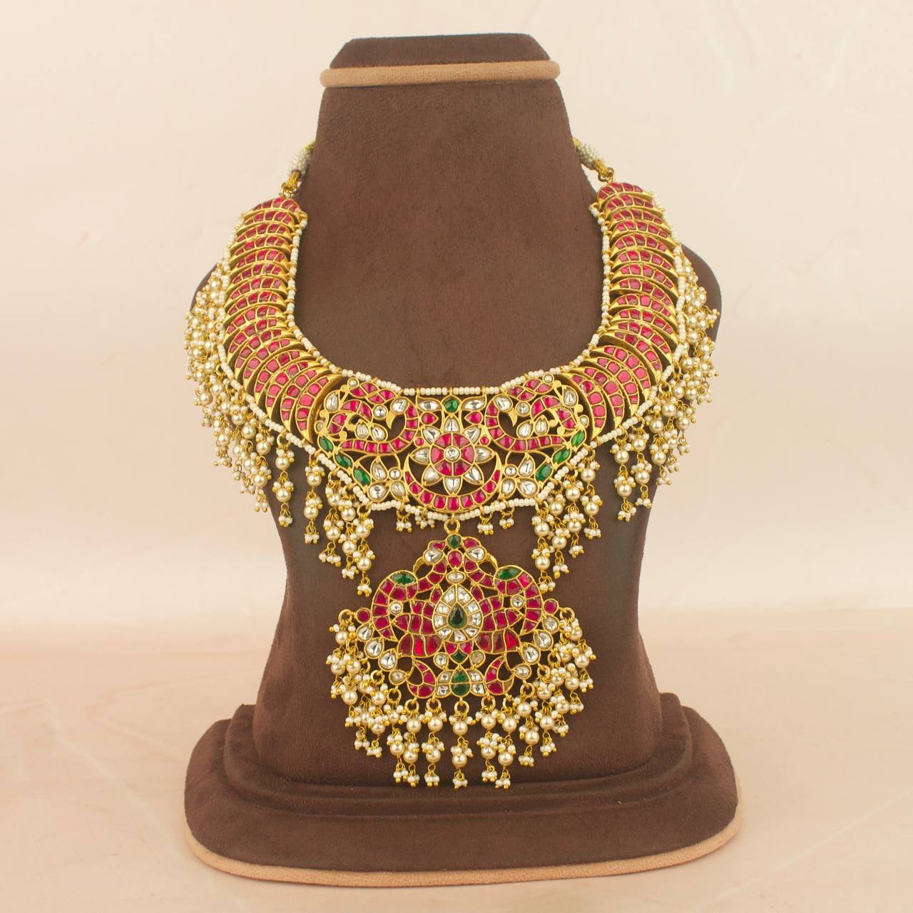 Grand Gold Style Jadau Kundan Guttapusalu Necklace