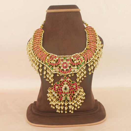 Grand Gold Style Jadau Kundan Guttapusalu Necklace