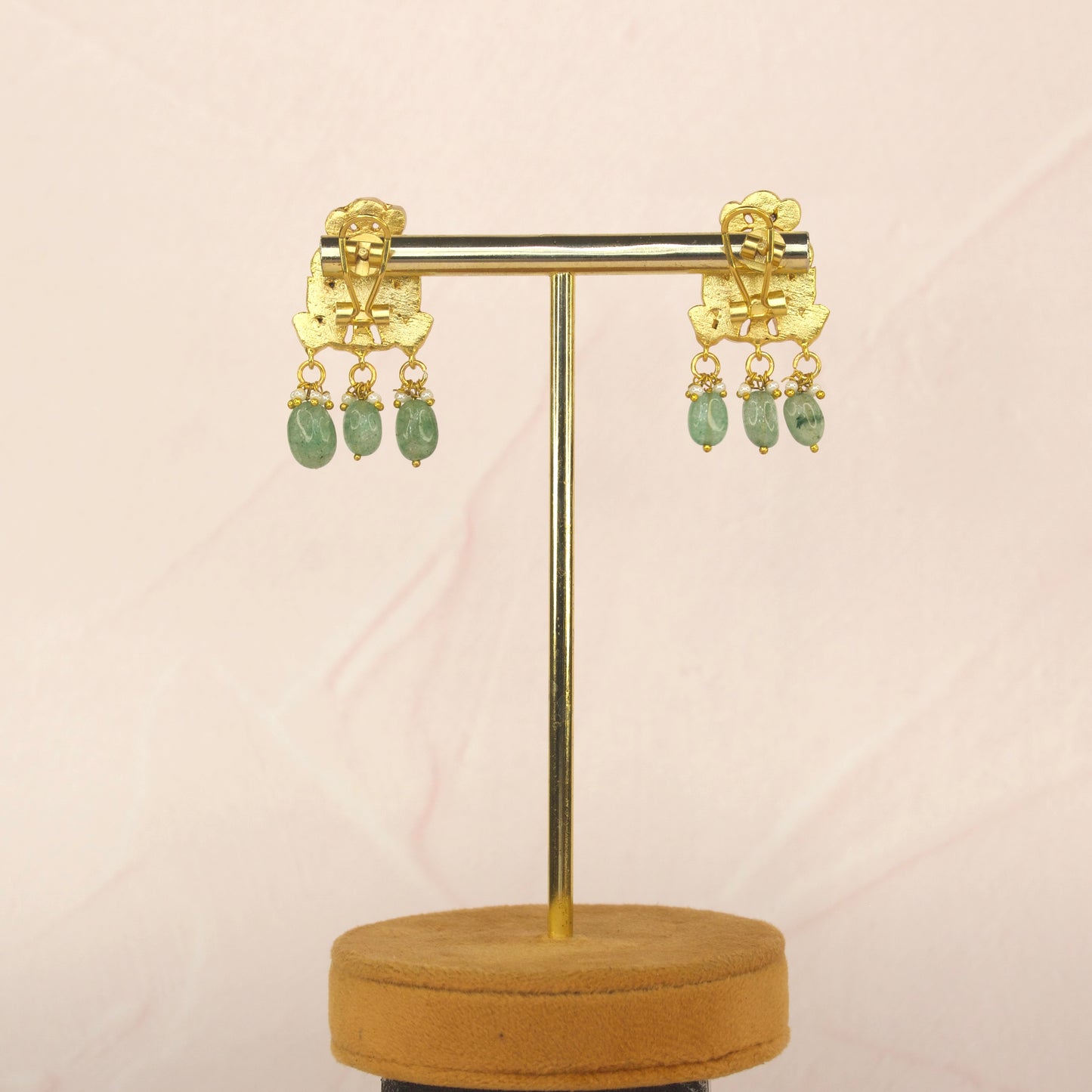 Leaf inspired Jadau Kundan Stud earrings