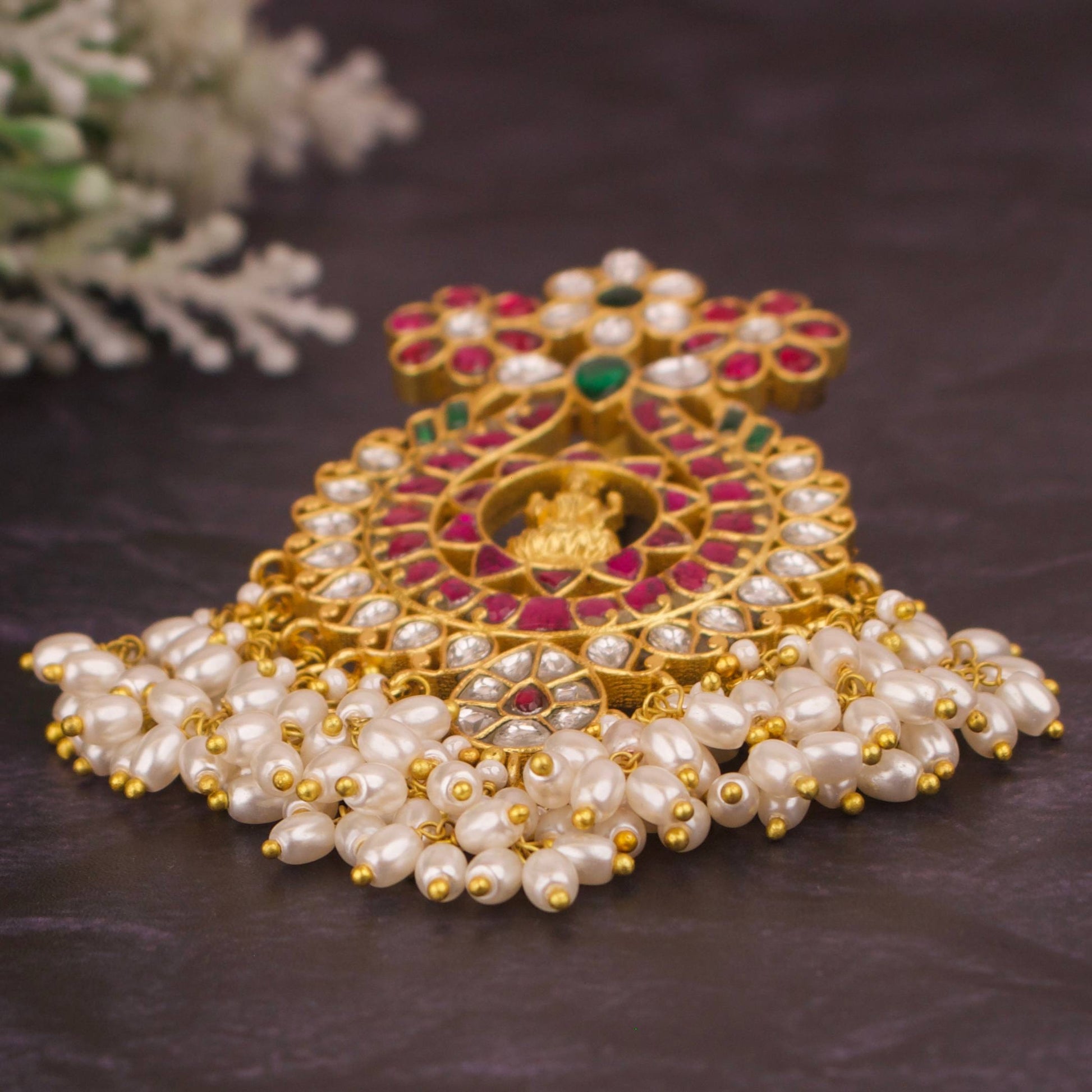 Divine Laxmi Devi Kadau Kundan Pendant - Timeless Elegant Pendant