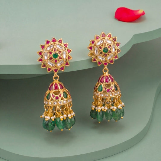 Surya Studded Jadau Kundan Jhumki Earrings