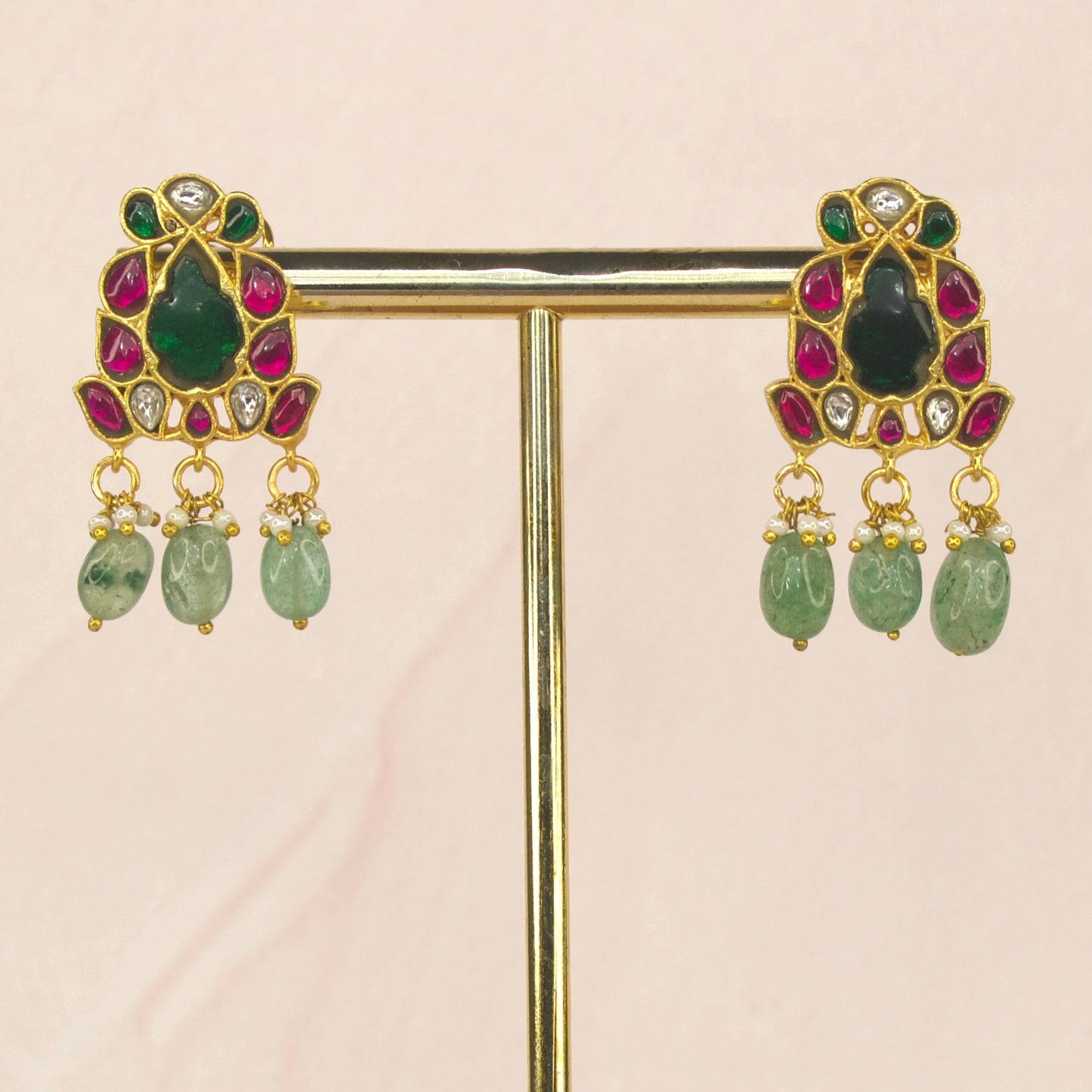 Leaf inspired Jadau Kundan Stud earrings