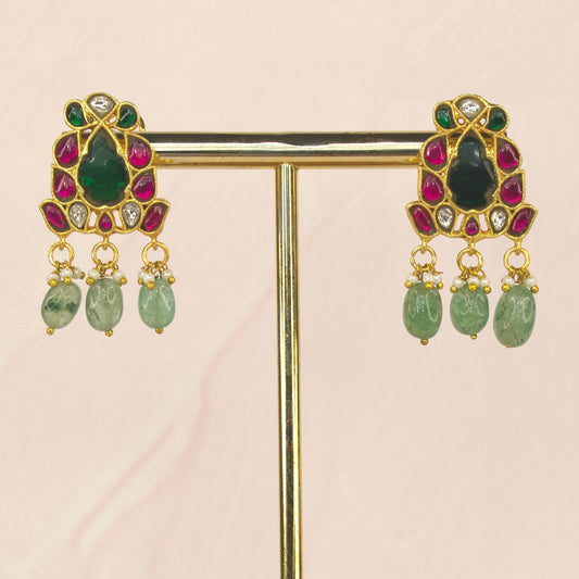 Leaf inspired Jadau Kundan Stud earrings