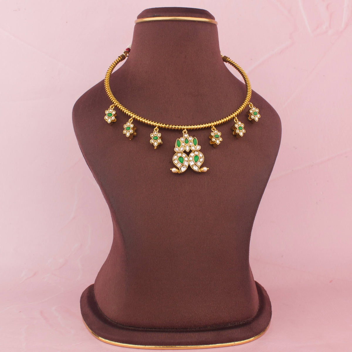 2-in-1 Reversible Jadau Kundan Kanti Close-up Design & Gemstone Detailing - Dulhan Jewels