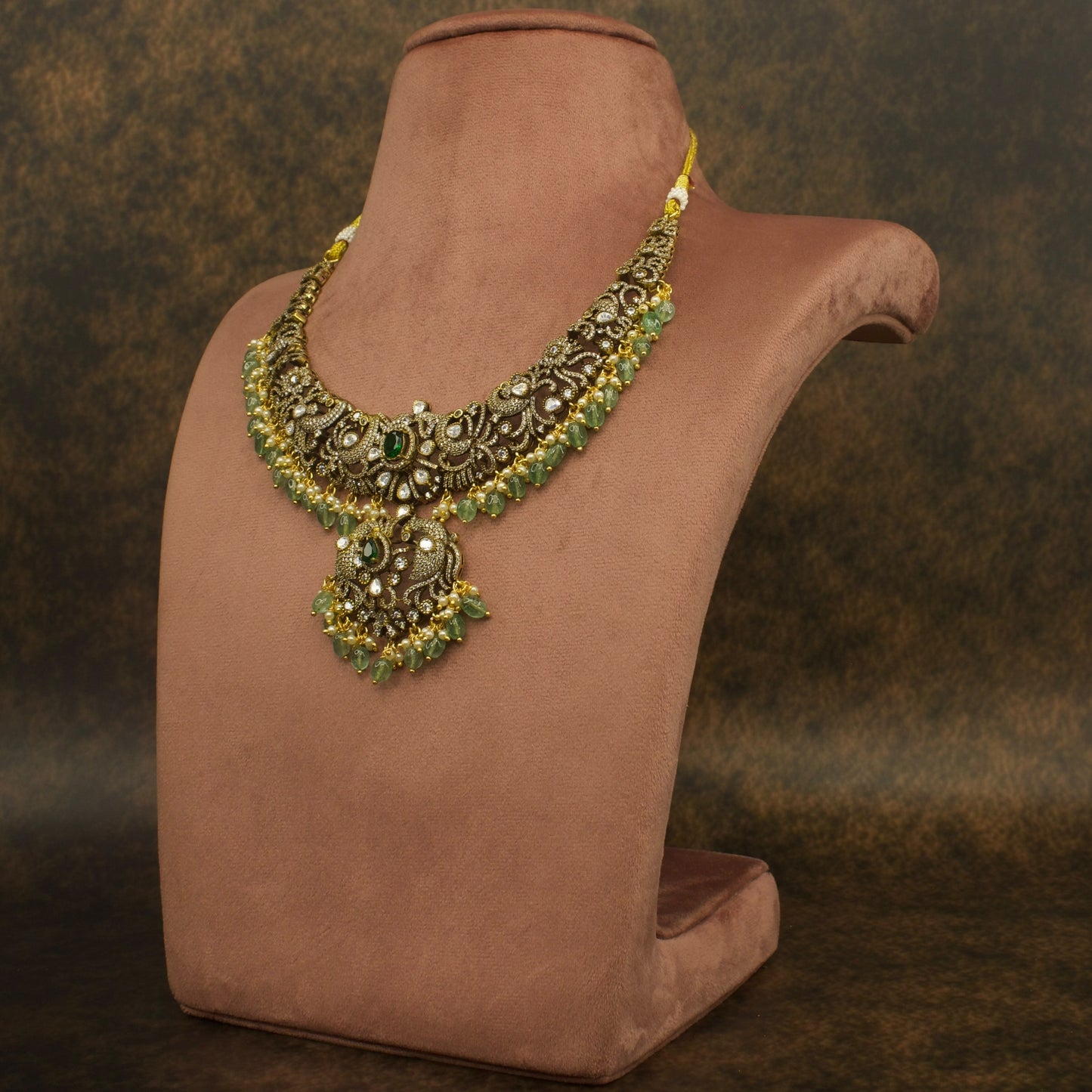 Victorian Polki Radiance Short Necklace Set with High quality Victorian finish