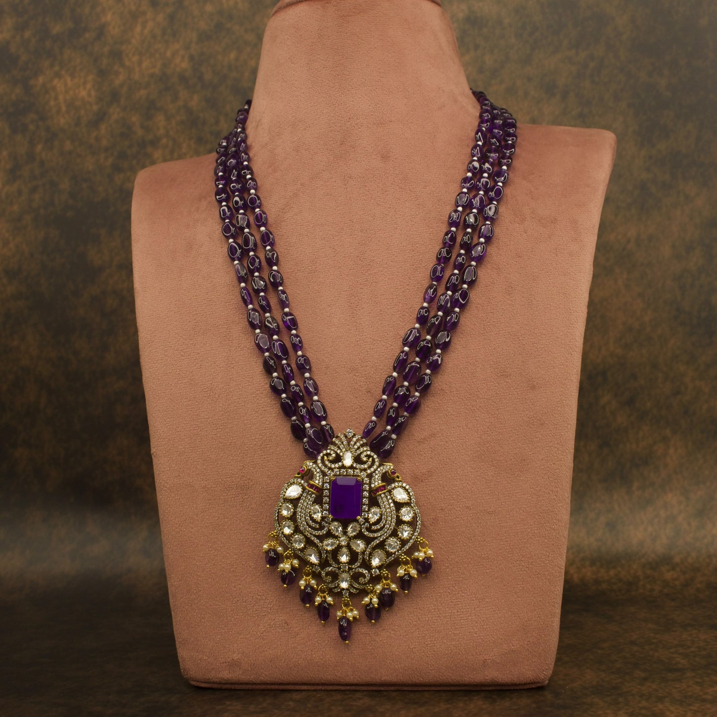 Victorian Elegance Necklace Set in Red and Purple with High quality Victorian finish