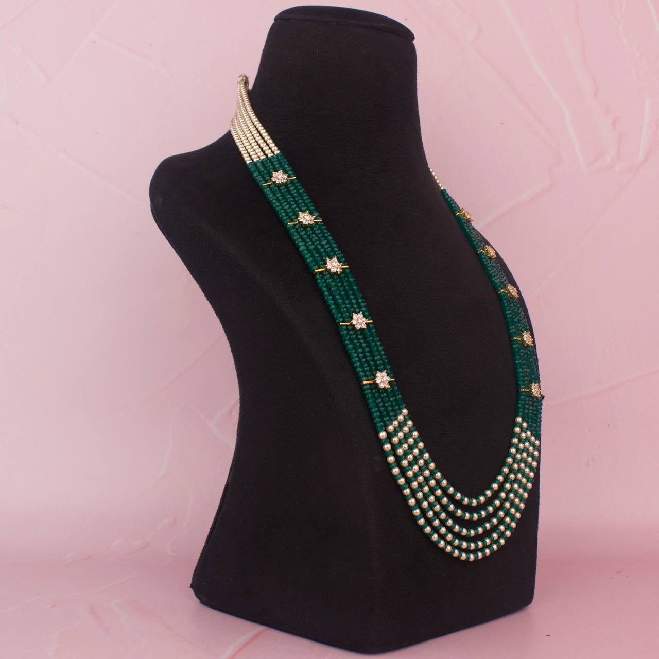 Stunning Beads Mala With Cz Side Lockets