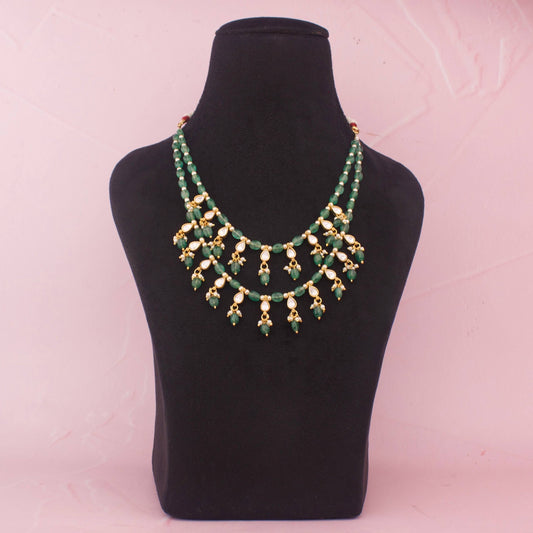 Elegant Polki Layer Beads Haram