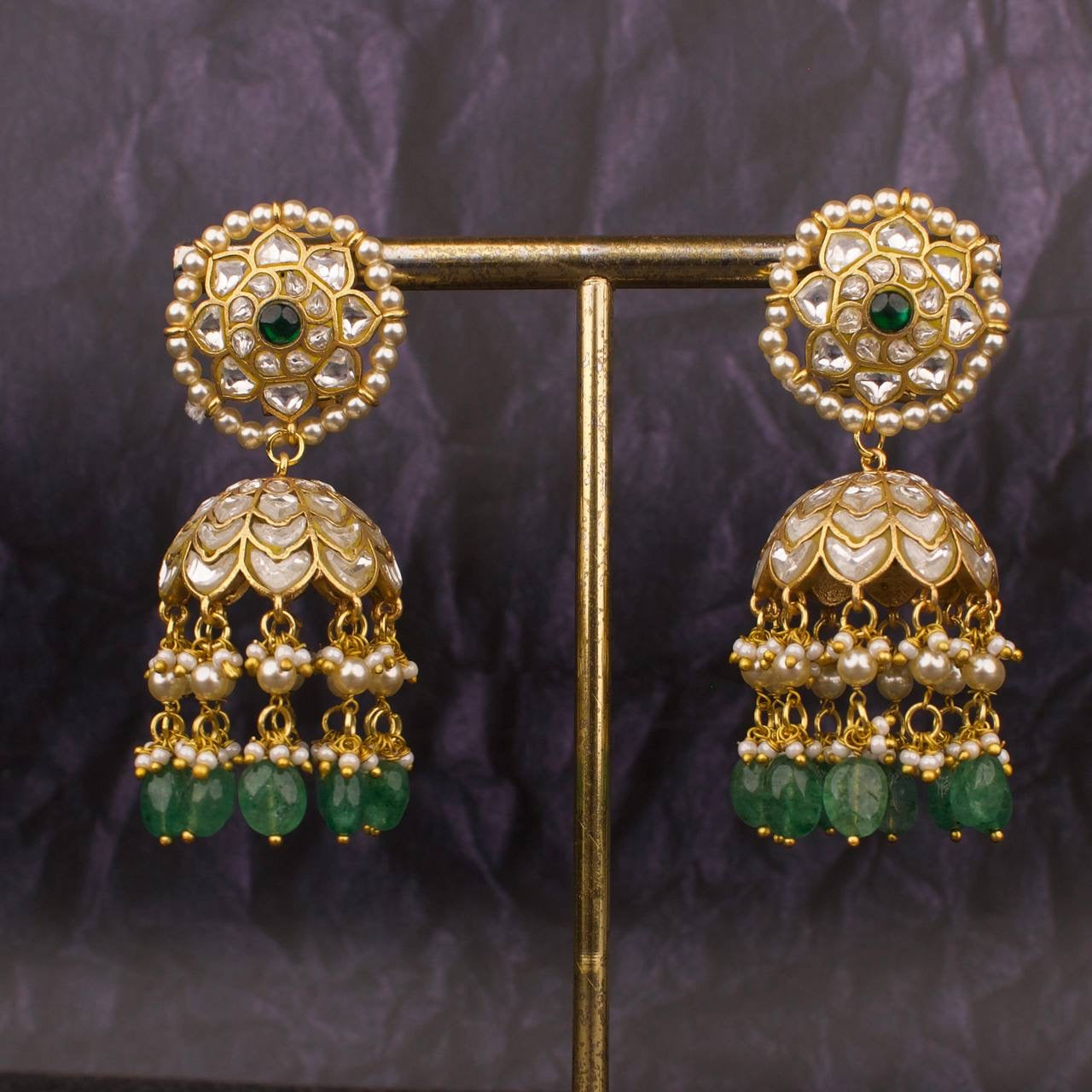 Majestic Jadau Kundan Floral Studded Jadau Kundan Jhumka Earrings