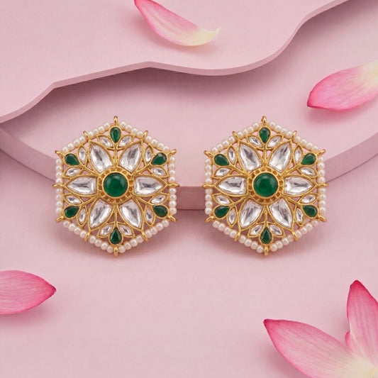 Polki Kundan Studded Jadau Kundan Stud Earrings