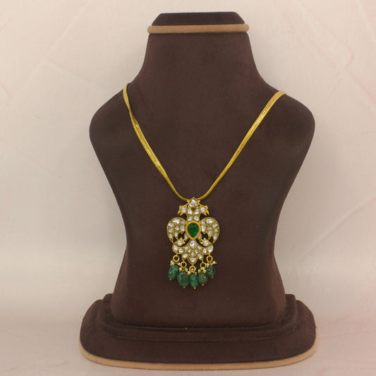 Regal Peacock Jadau Kundan Chain Pendant Necklace