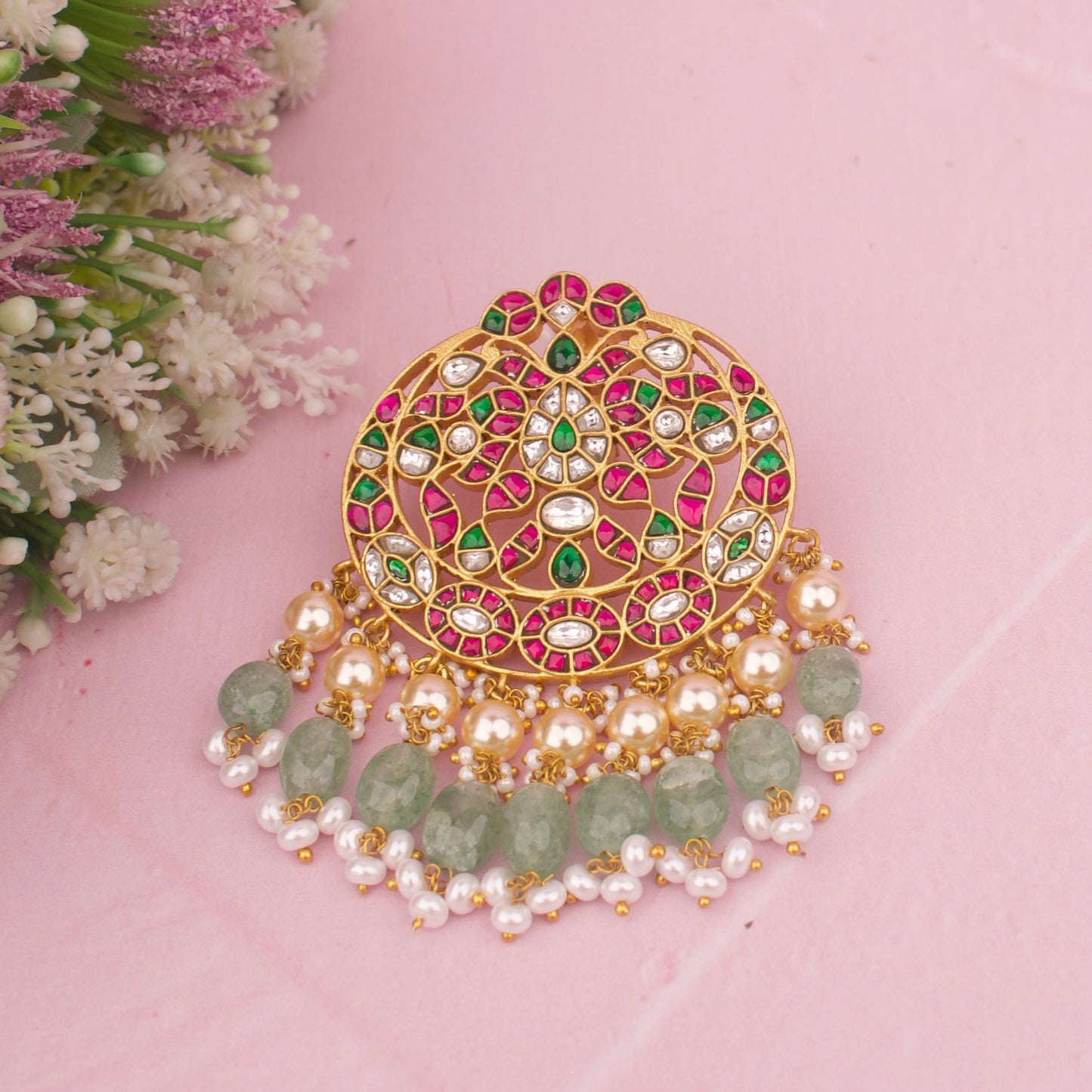 Bridal Exquisite floral Design Jadau Kundan Locket