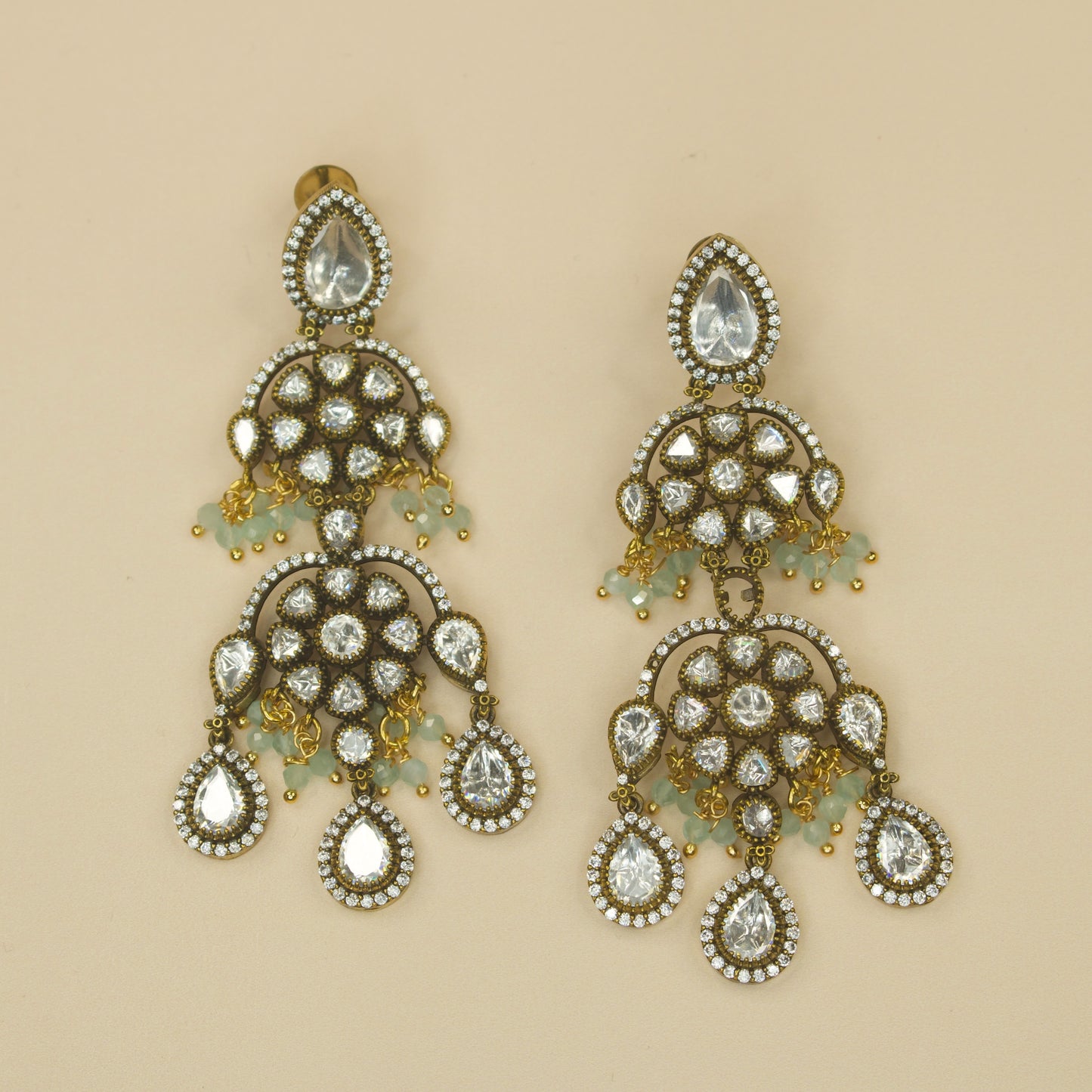 Designer Victorian Floral Earrings with screw-back
