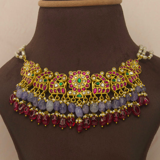 Traditional peacock jadau kundan choker