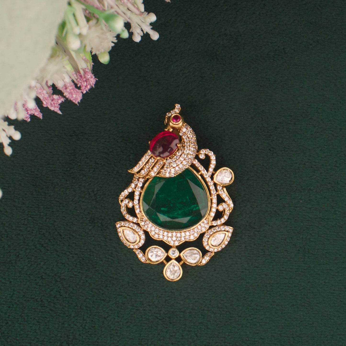 Royal Victorian Peacock Design Locket With Matching Earrings