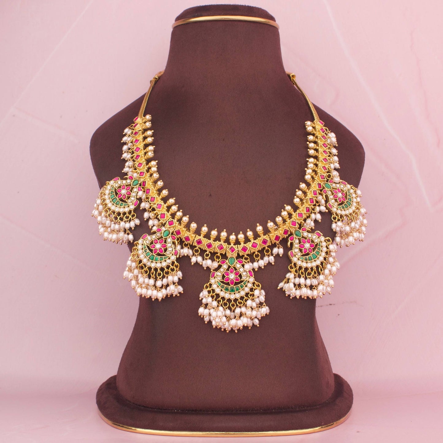 Peacock Design Jadau Kundan Guttapusalu Necklace