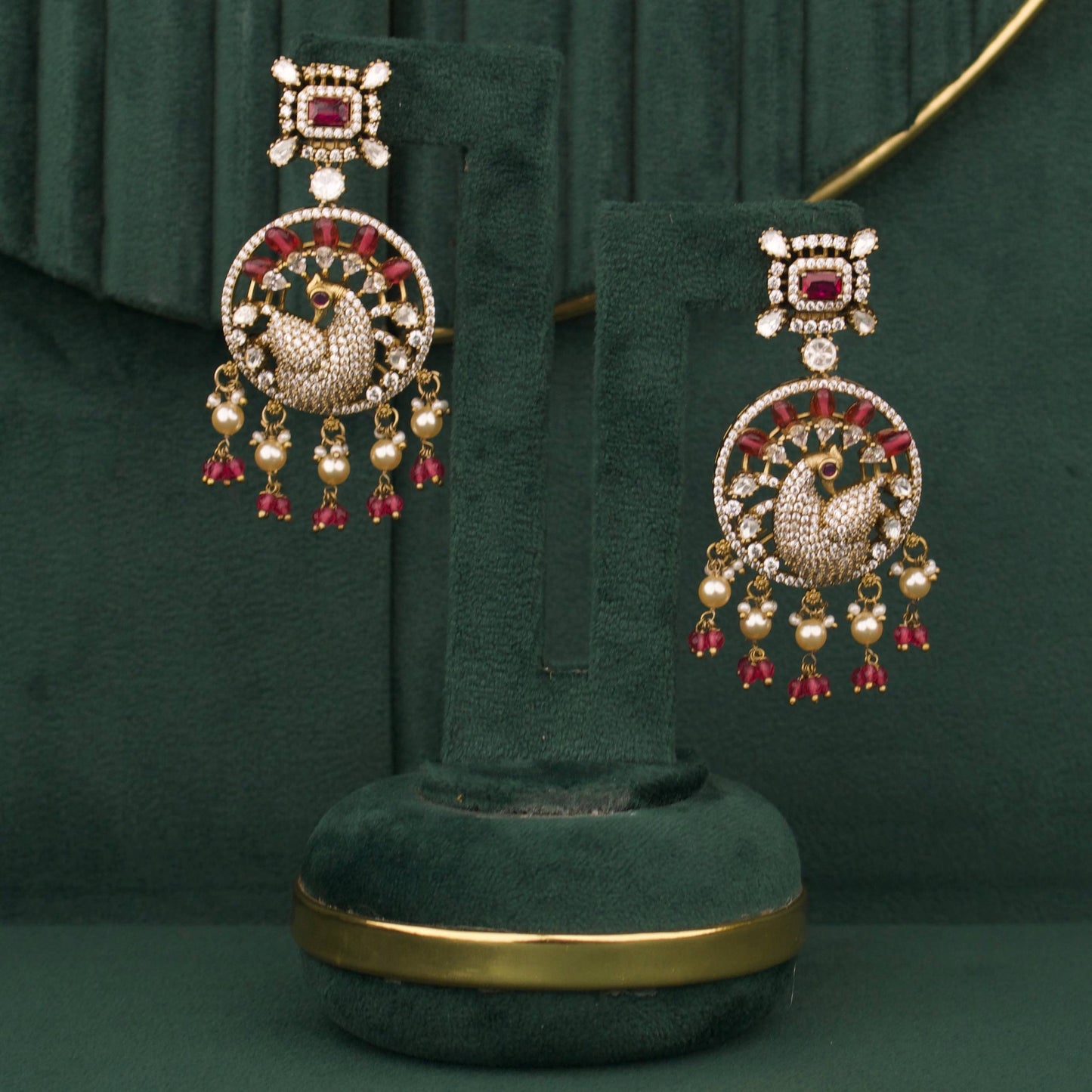 Heritage Peacock Design Fusion Kundan & Polki victorian Necklace Set