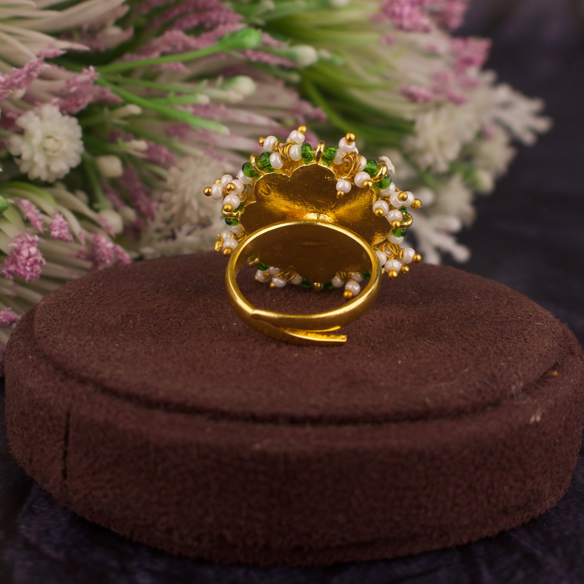 Lavish Jadau Kundan Finger Ring - DULHAN JEWELS