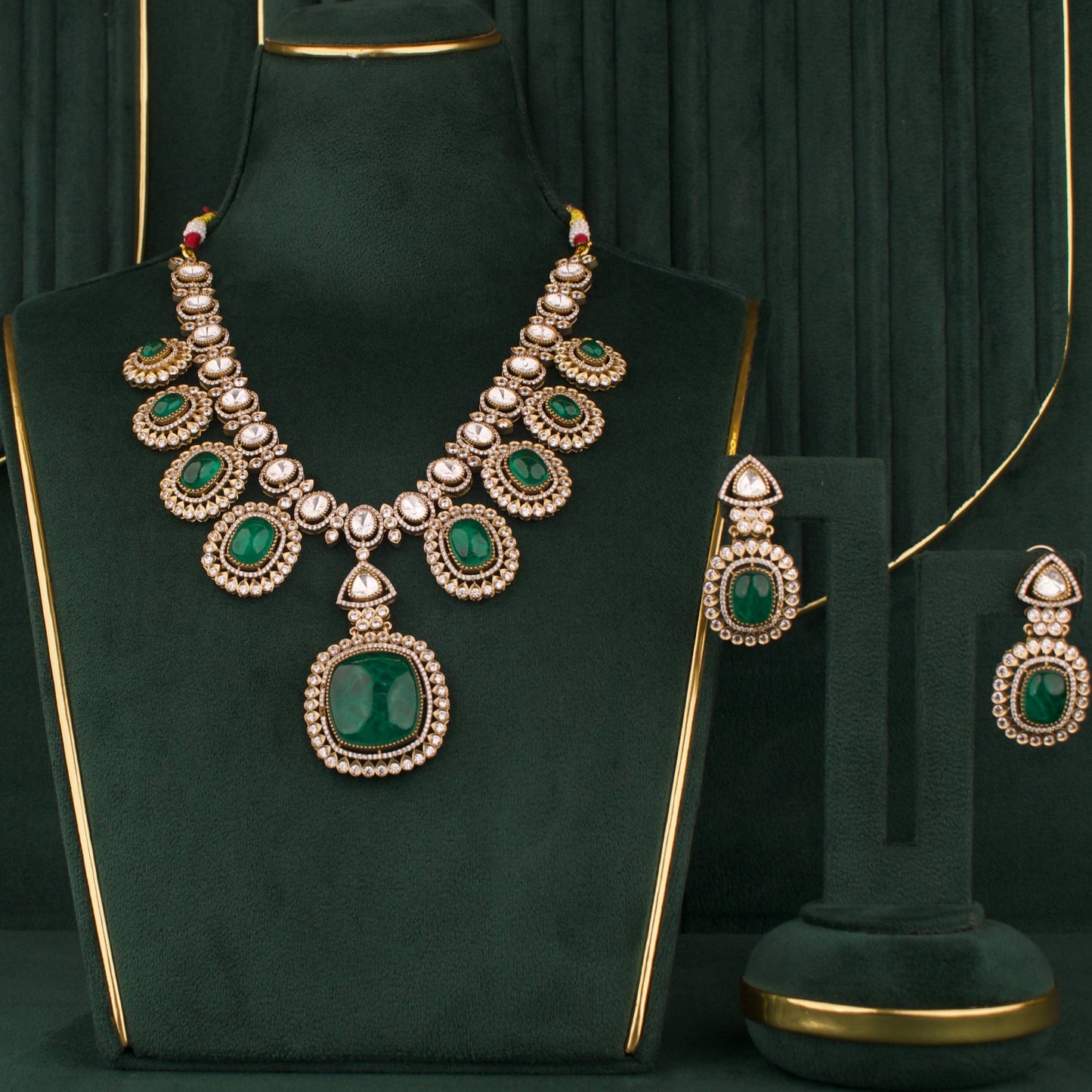Nita Ambani Inspired Victorian Polki Necklace Set