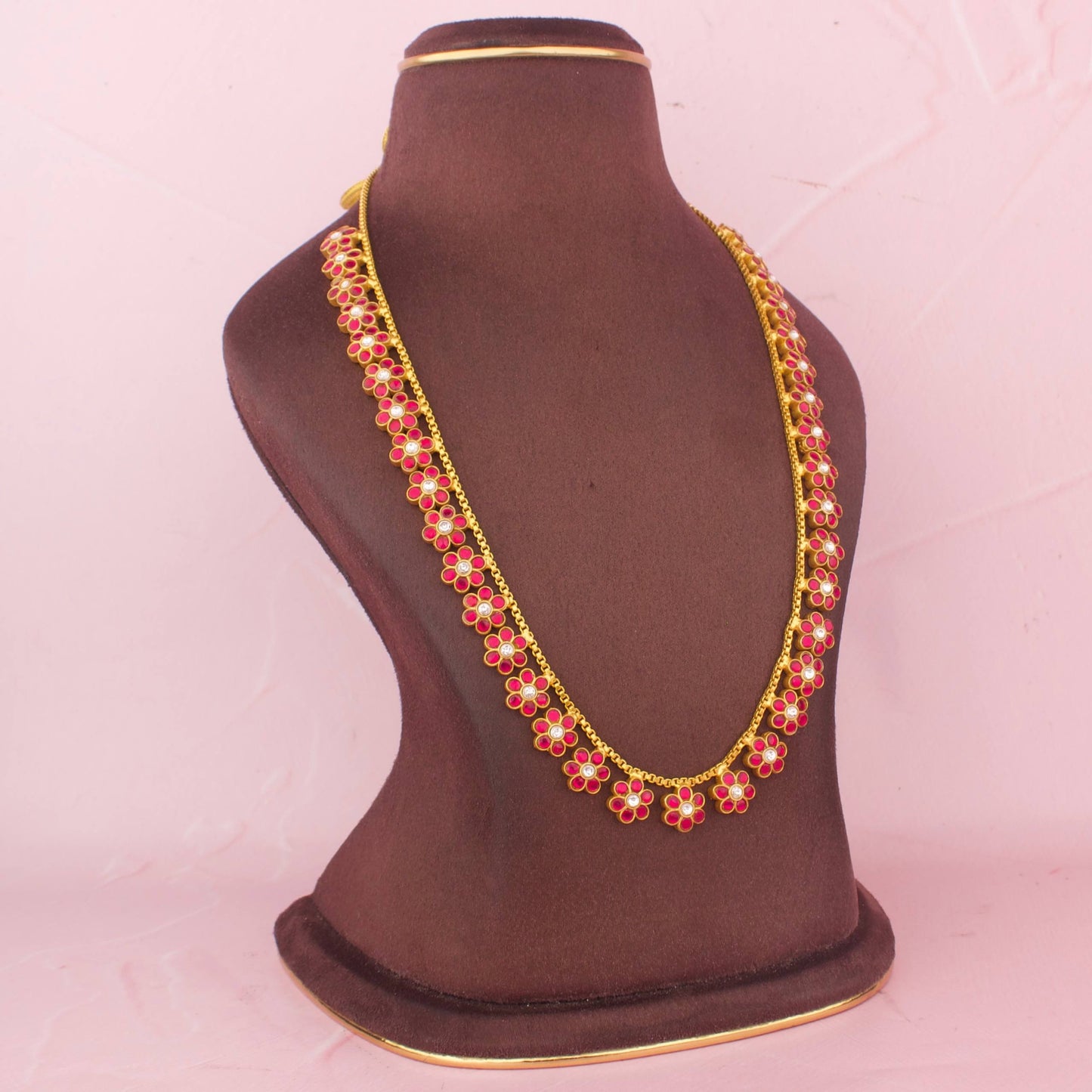 Delicate Gold Finish Jadau Kundan Floral Necklace - Alternate View 1