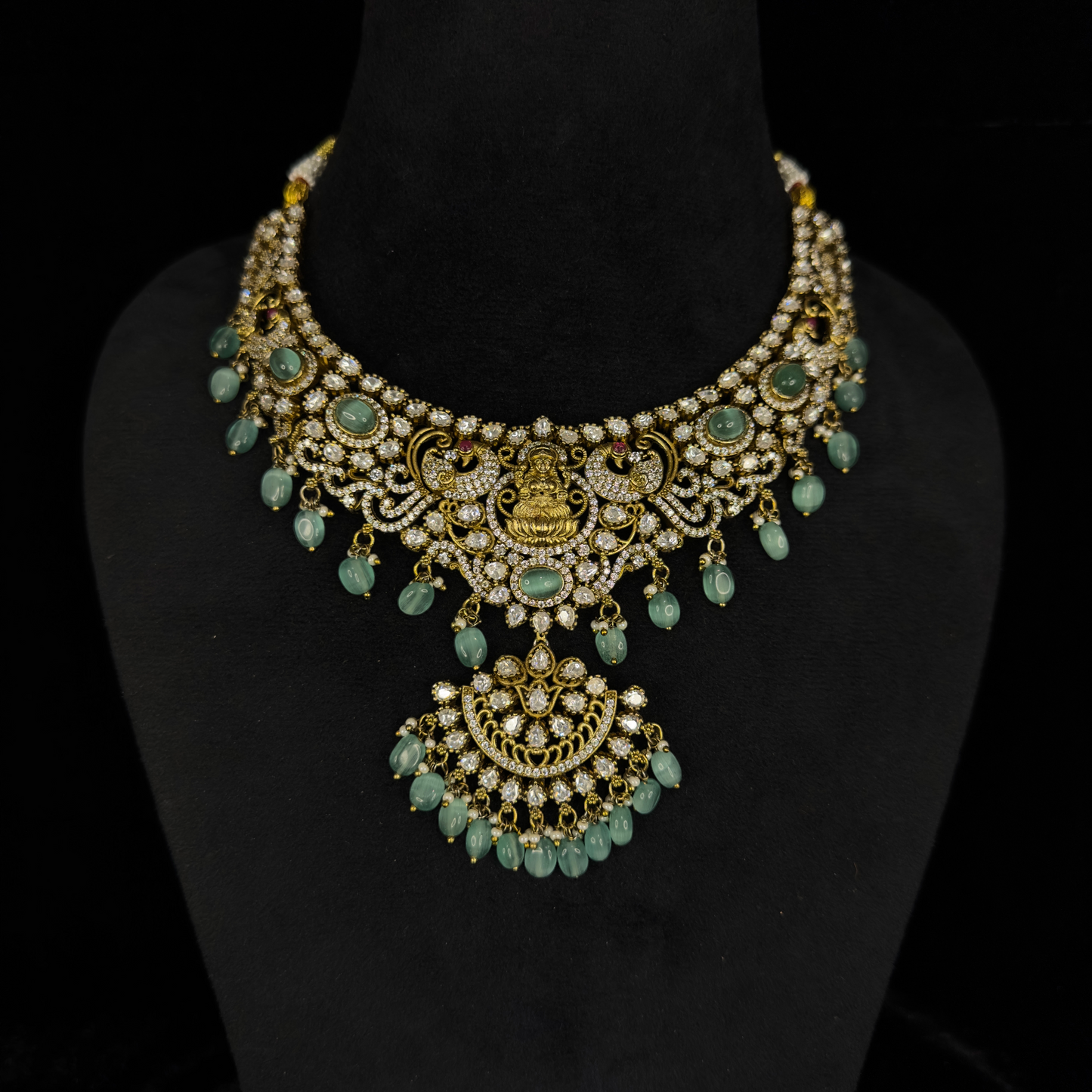 Divine Victorian Necklace Set with Laxmi Devi motif