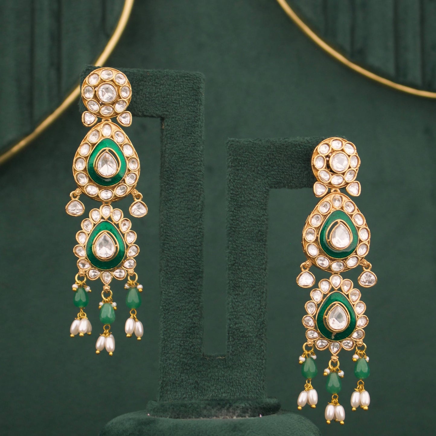 Bridal Victorian Emerald Necklace With Matching Earrings