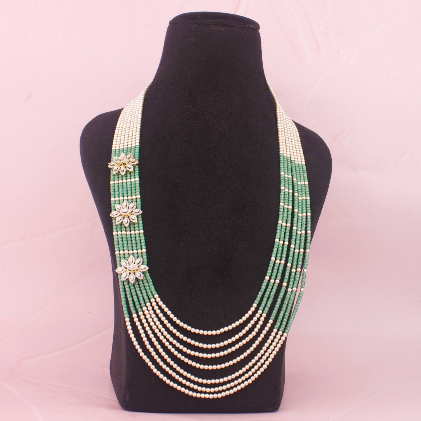 Unique Jadau Kundan Beads 	Mala With Floral Motifs