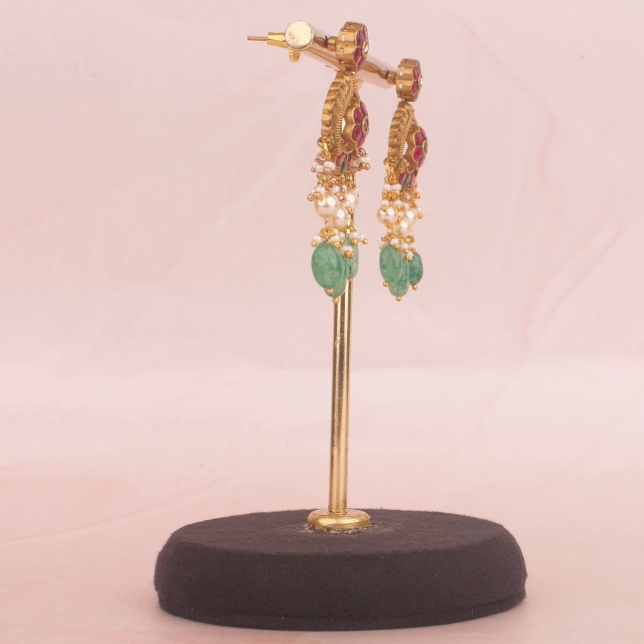 Traditional Jadau Kundan x Nakshi Necklace Set With Matching Earrings
