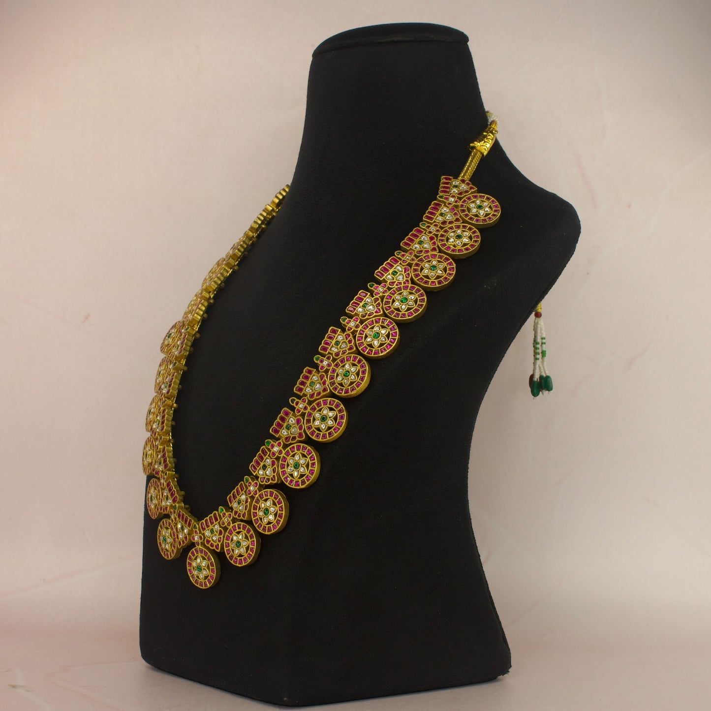 Majestic 22K Gold Plated Jadau Kundan Bottumala Necklace