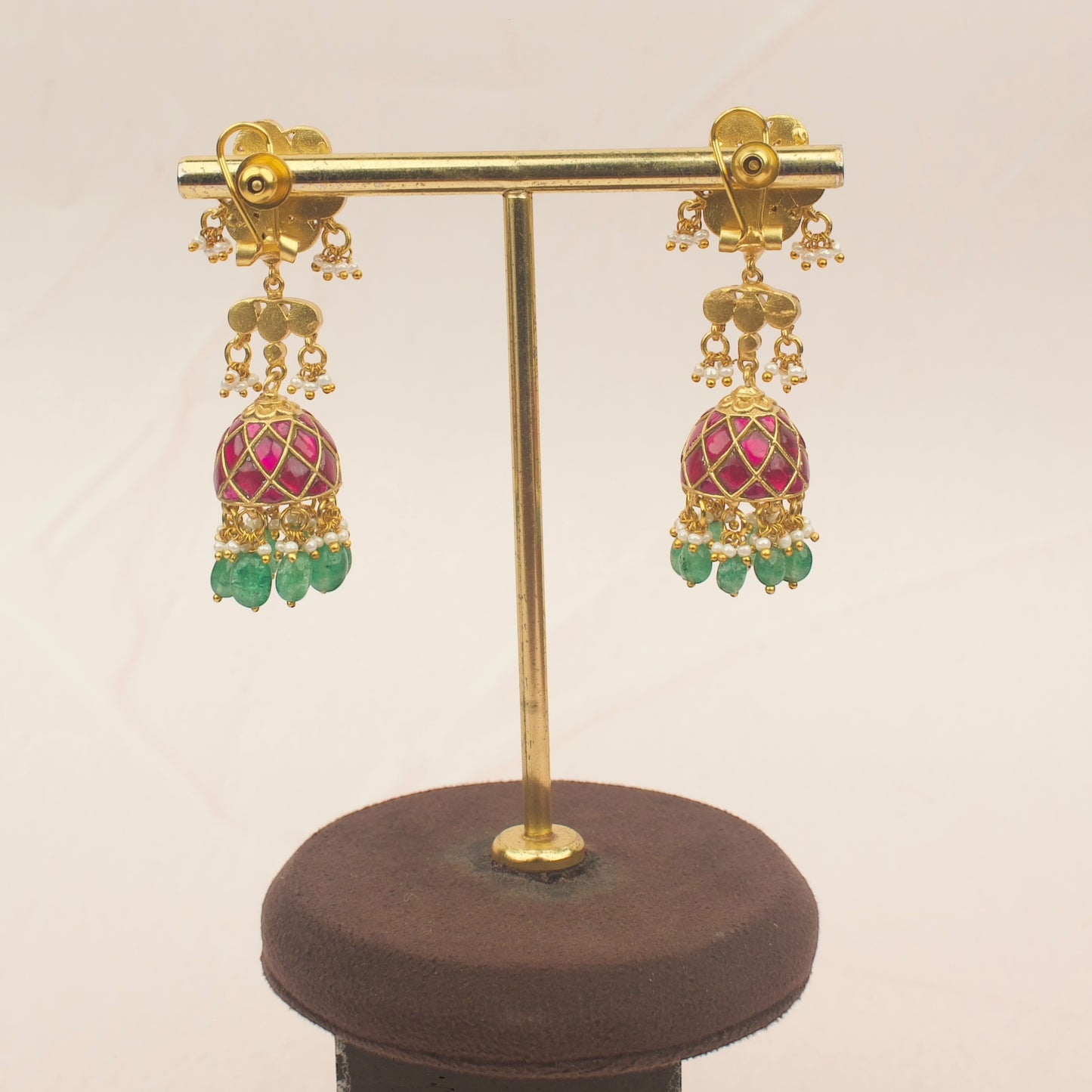 Floral Studded Jadau Kundan Jhumki Earrings